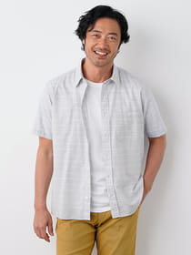 スラブボーダー半袖シャツ