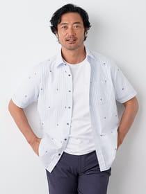 アンカーストライプ半袖シャツ