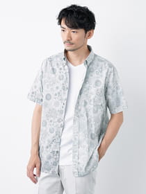 サンフラワープリント半袖シャツ made with Liberty Fablic
