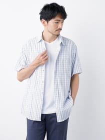楊柳チェック半袖シャツ