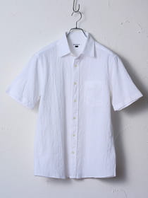 パームツリージャカードセミワイドカラー半袖シャツ