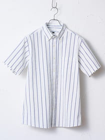 シアサッカー半袖ボタンダウンシャツ