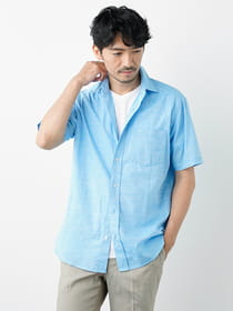 スラブセミワイドカラー半袖シャツ