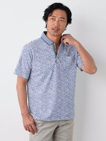 フラワープリント半袖ポロ