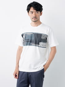 パッチワークプリント半袖Tシャツ
