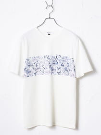 プリント切替VネックTシャツ