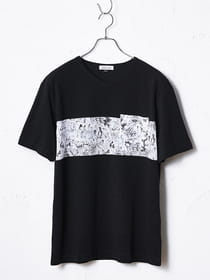 プリント切替VネックTシャツ