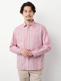 ヘアラインチェック長袖シャツ