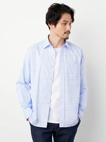 ヘアラインチェック長袖シャツ