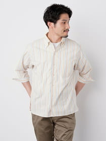 ドビーストライプ七分袖シャツ