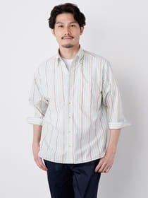 ドビーストライプ七分袖シャツ