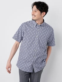 ≪WEB限定/1,111円OFF！対象商品≫カットドビーギンガム半袖シャツ