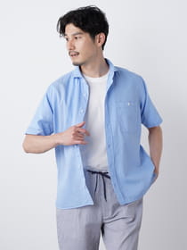 コットンリネン半袖シャツ