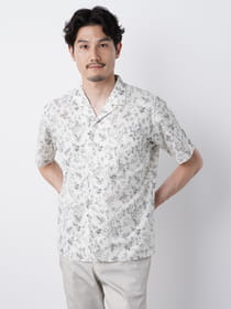 【おトクなタイムセール】ドローイングリーフプリント半袖シャツ