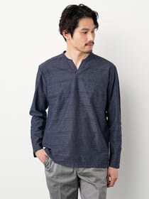 メランジキーネック長袖T