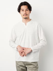 メランジキーネック長袖T