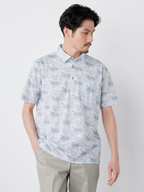 ドローイングリーフプリント半袖ポロ