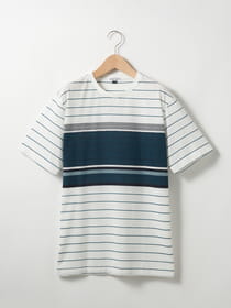 地柄パネル半袖Tシャツ