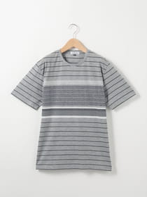 地柄パネル半袖Tシャツ