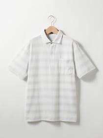 【3buy40%OFF！対象商品】リンクスボーダー半袖ZIPポロ