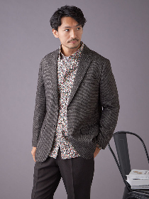 ウールジャージ千鳥ジャケット