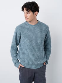 リブクルーネックニット
