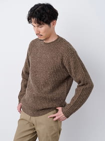 リブクルーネックニット