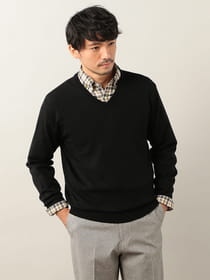 ウォッシャブルVネックニット