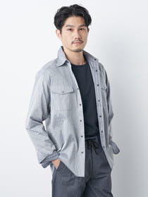 バックサイドストライプ長袖シャツアウター