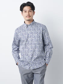 【3buy40%OFF！対象商品】フラワーペイズリープリント長袖シャツ
