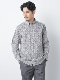 【3buy40%OFF！対象商品】フラワーペイズリープリント長袖シャツ