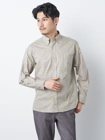 IZOD 長袖ストライプシャツ Lサイズ パープル ホワイト 古着卸