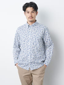 シングルフラワープリント長袖シャツ