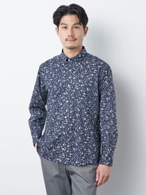 シングルフラワープリント長袖シャツ