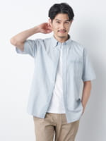 ZAFUL コットン＆リネン ストライプ 半袖 シャツ【送料込み】 綿100%変わり織りストライプ柄シャツ(半袖) - ファッション通販