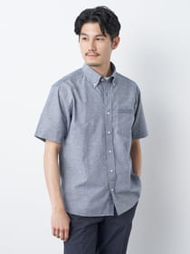 リネンブレンドストライプ半袖シャツ（7204220）｜men（メンズ