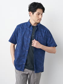 【3buy40%OFF！対象商品】フラワージャカード半袖シャツ