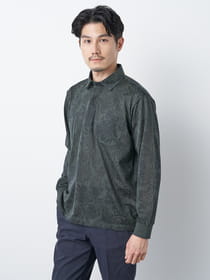 【3buy40%OFF！対象商品】パイナップルジャカード長袖ポロシャツ