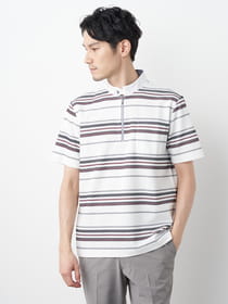 ≪WEB限定/1,111円OFF！対象商品≫ブロックボーダー半袖ハーフジップ