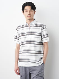 ≪WEB限定/1,111円OFF！対象商品≫ブロックボーダー半袖ハーフジップ