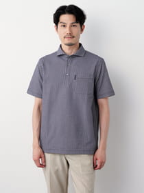 ギンガムチェック半袖ポロシャツ