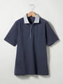 ストライプカノコ半袖ポロシャツ