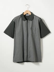 ≪WEB限定/1,111円OFF！対象商品≫布帛使いチェック半袖フルジップ