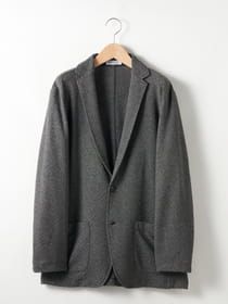 撚り杢地柄カットソージャケット