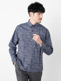 アブストラクトドットプリント長袖シャツ/ MADE WITH LIBERTY FABRIC