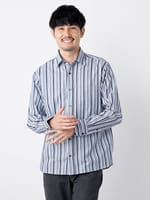 マルチサテンストライプ長袖シャツ（7205232）｜men（メンズ