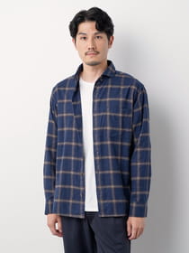 ≪WEB限定/1,111円OFF！対象商品≫オンブレチェックピーチ長袖シャツ