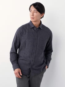 ぬくもりBLENDヘリンボンストライプシャツ