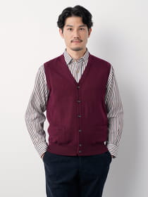 【早割30%OFF対象】ウォッシャブルニット前開きベスト