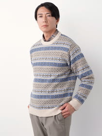 フェアアイルクルーネックニット